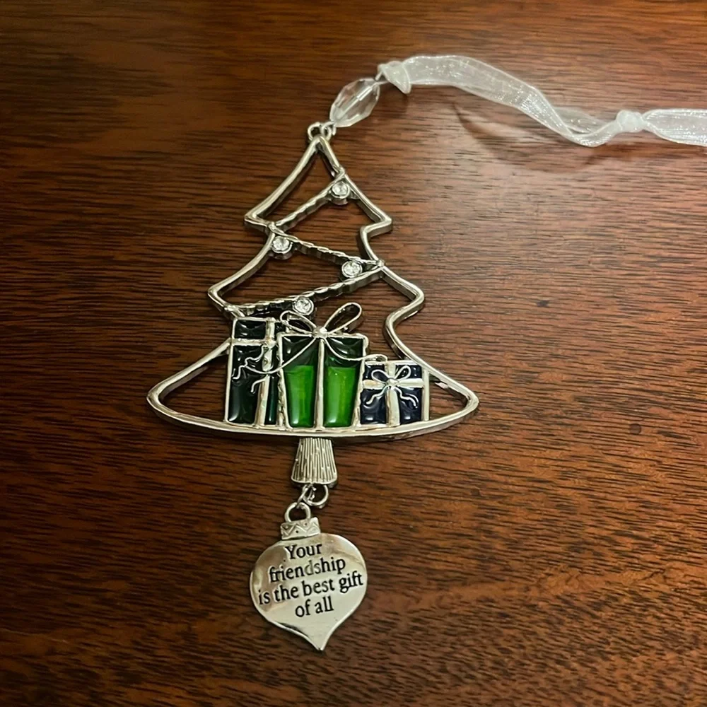 Hallmark Ganz Stained Glass Look Tree YOUR FRIENDSHIP IS THE BEST GIFT Ornament